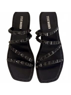 Steve Madden | Women’s Skylar J Black Studded Slip On Sandals Size 7